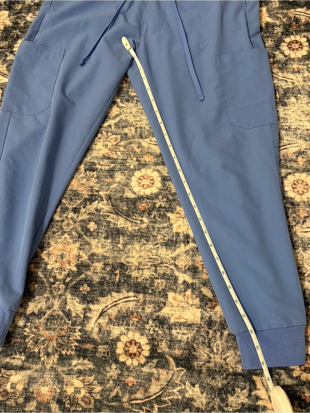 🦋 Mandala| EUC Women’s Blue Scrub Jogger Pants Size Small Cargo Stretch Medical - Picture 9 of 9